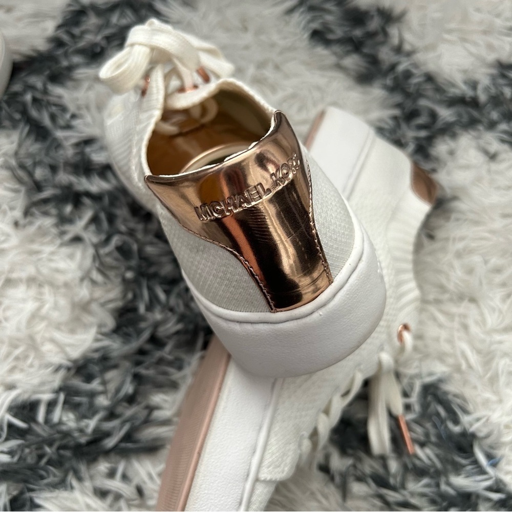 Michael by Michael Kors White and Gold Skyler Laceup Sneaker - Picture 5 of 8